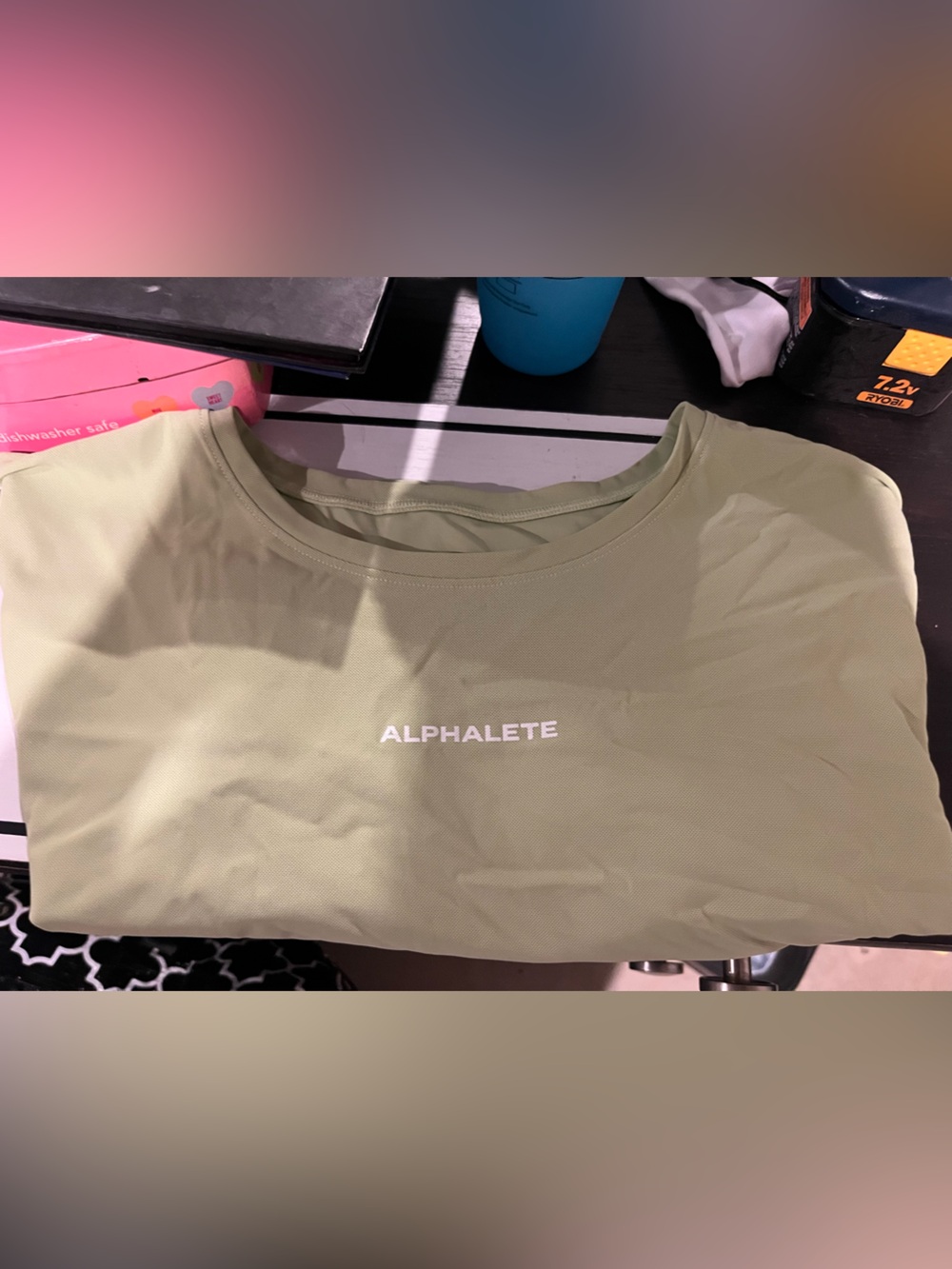 Alphalete Sage Green Short Sleeve Performance crop top
